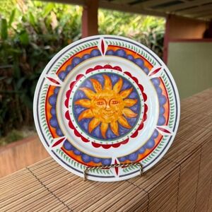Gibson‎ Sun Face Plate Sol de Fuego Mexican Style 1990s Ceramic Dinner Plate 8"